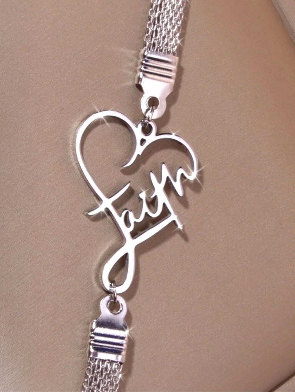 Stainless Steel Faith Shaped Heart Design. Silver plated. NWT Fast Ship.